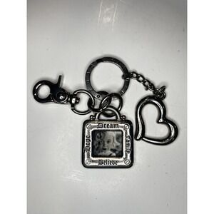 Photo Frame Heart KeyChain Reflections Silvertone Charms Hope Believe Dream Gift